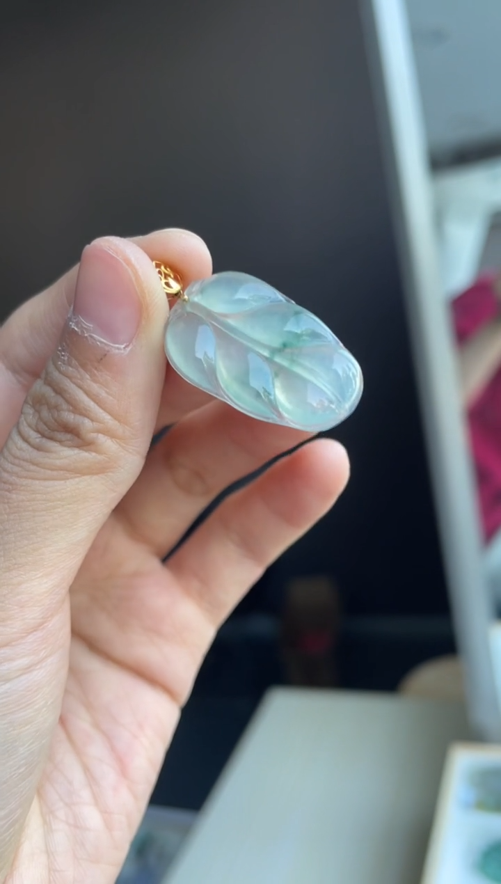 吊坠(不含链)18K金镶嵌翡翠天然缅甸A货翡翠