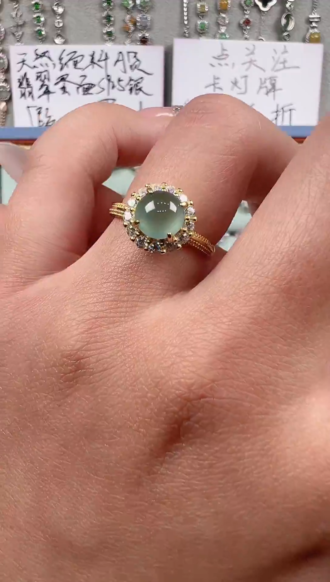 【闪购商品】翡翠戒指银S925镶嵌天然缅料保A保真保天然
