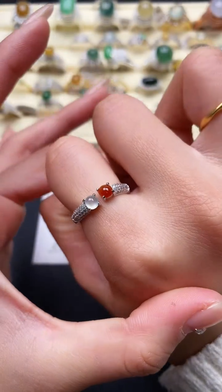 【闪购商品】翡翠戒指银S925镶嵌7777777+7