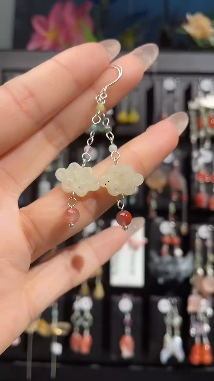 银S925镶嵌耳饰紫晶闪****i闪了个挒qi