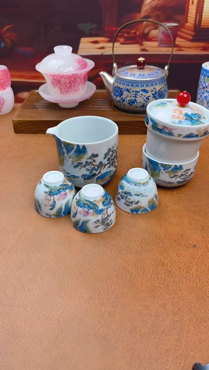 陶瓷茶具摆件旅行套组
