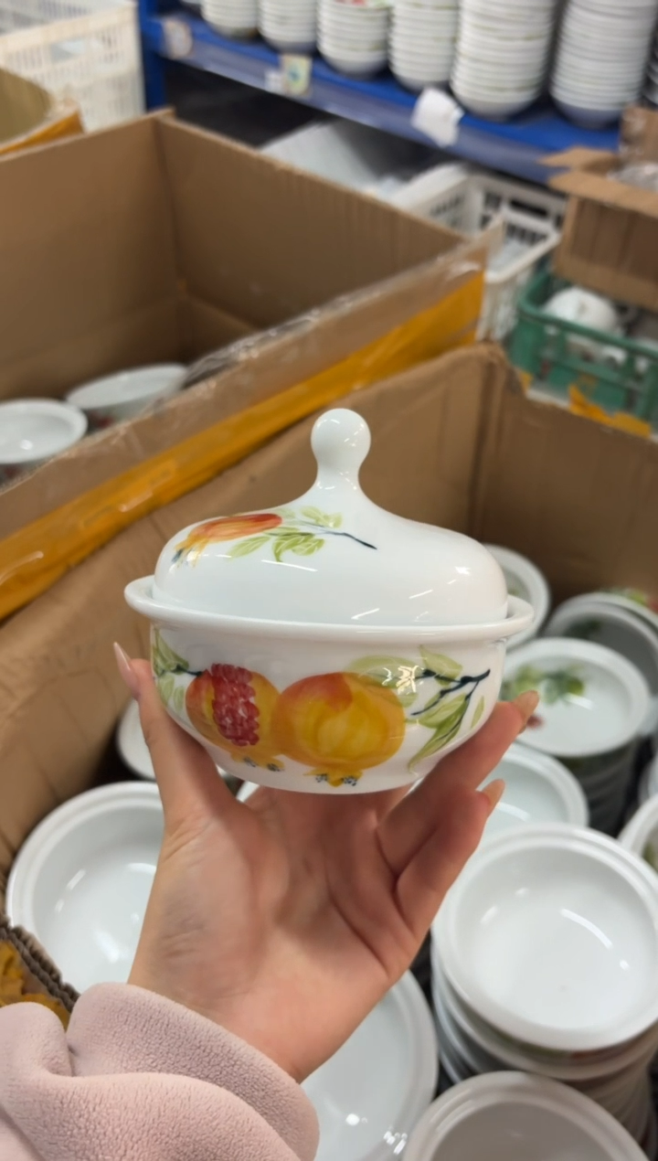 瓷片景德镇高温陶瓷食品级手绘釉中彩-炖盅