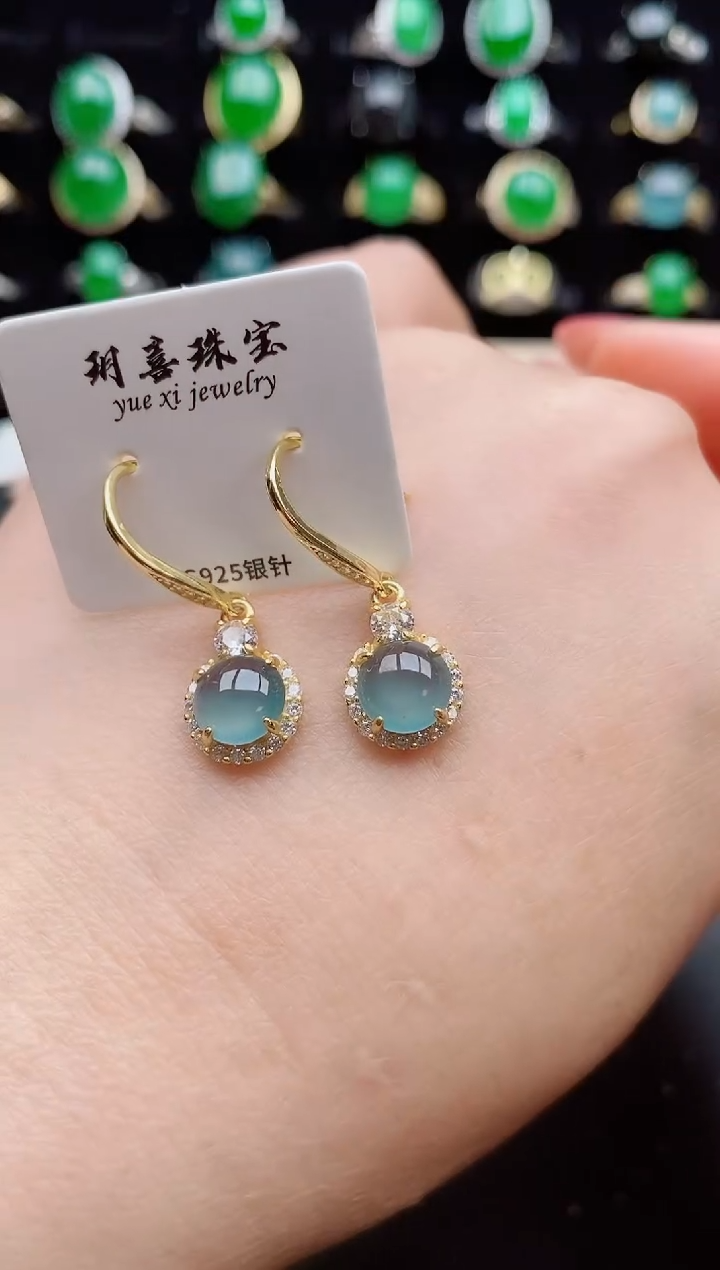 【闪购商品】翡翠耳饰银S925镶嵌600660