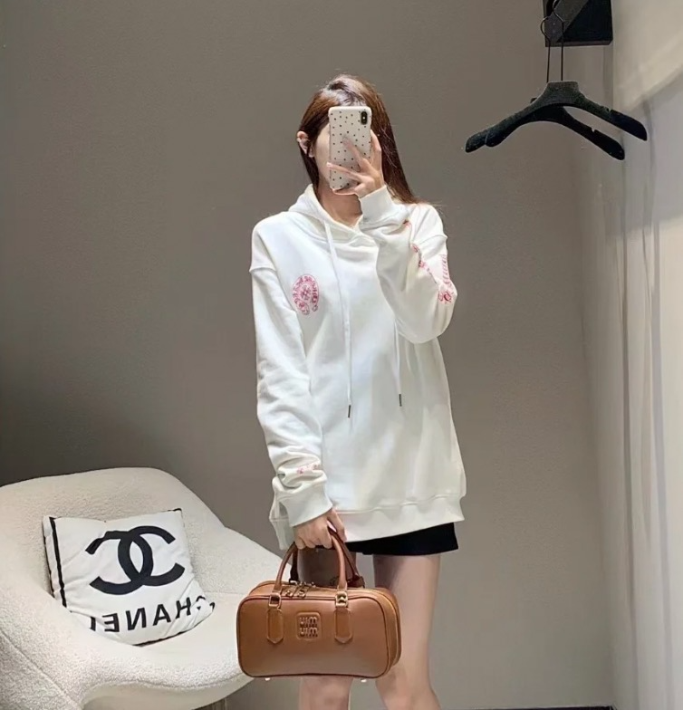 95新 Chrome Hearts/克罗心 J19241 白色梵文印花棉质长袖卫衣M码