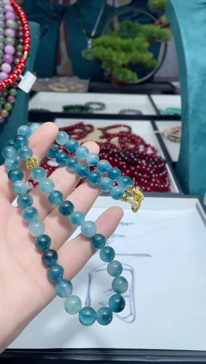 图片 10mm项链老蓝水翡 时尚百搭