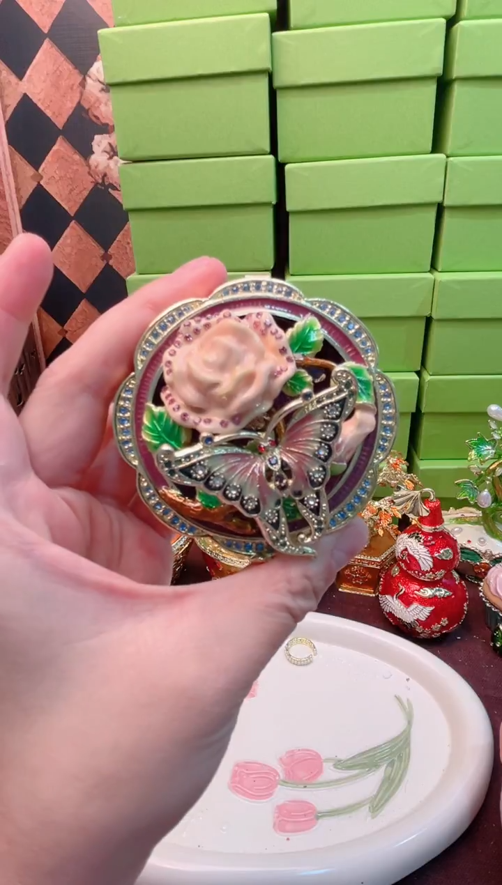 锌合金珐琅彩首饰盒摆件默认微瑕不退不换～