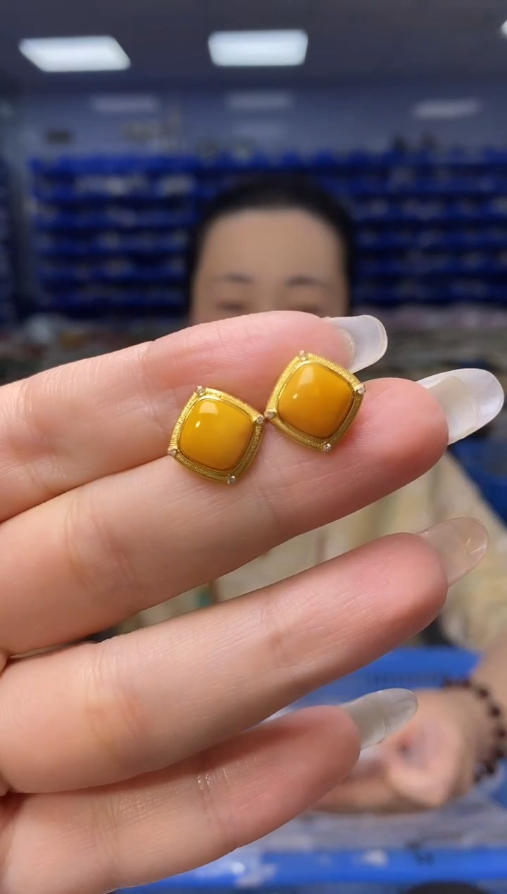 银S925镶嵌蜜蜡裸石EZ5085