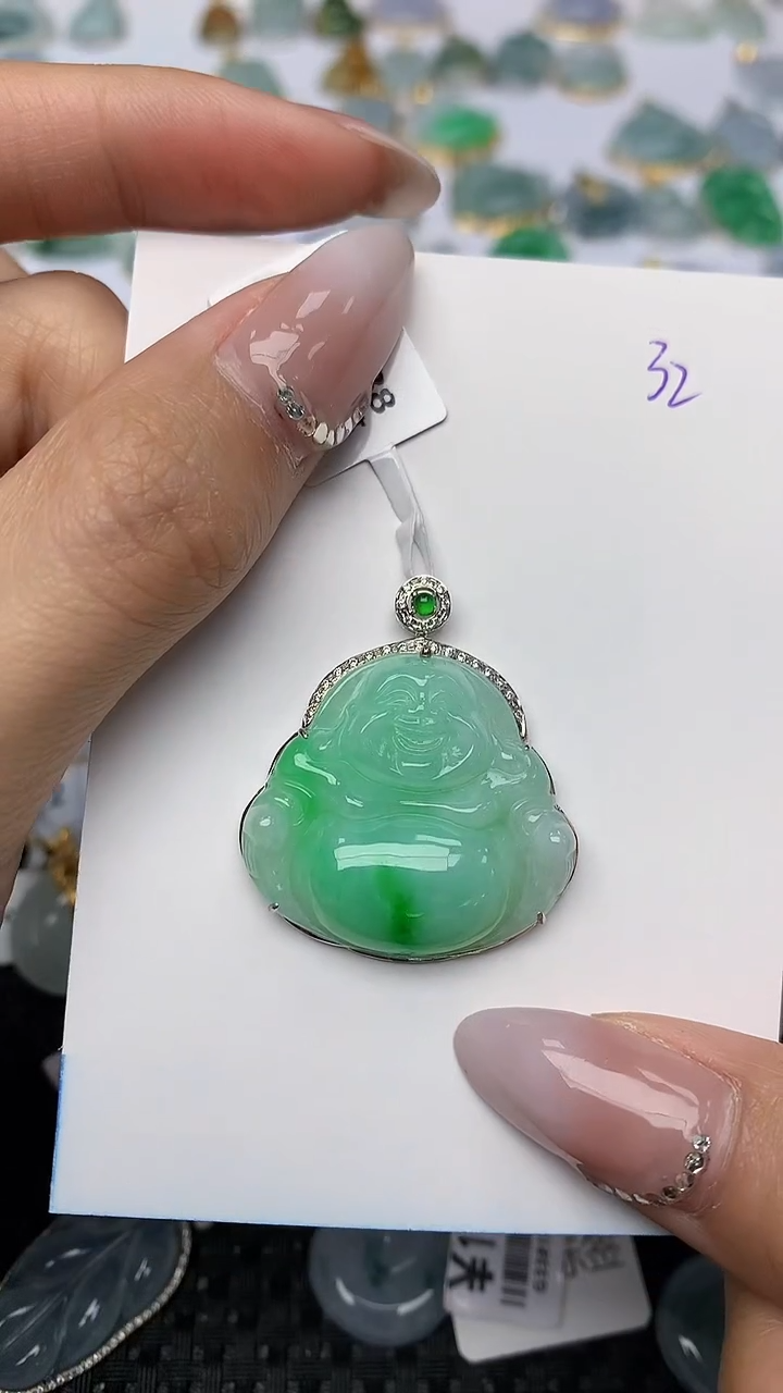 【闪购商品】翡翠颈饰18K金镶嵌天然翡翠A货