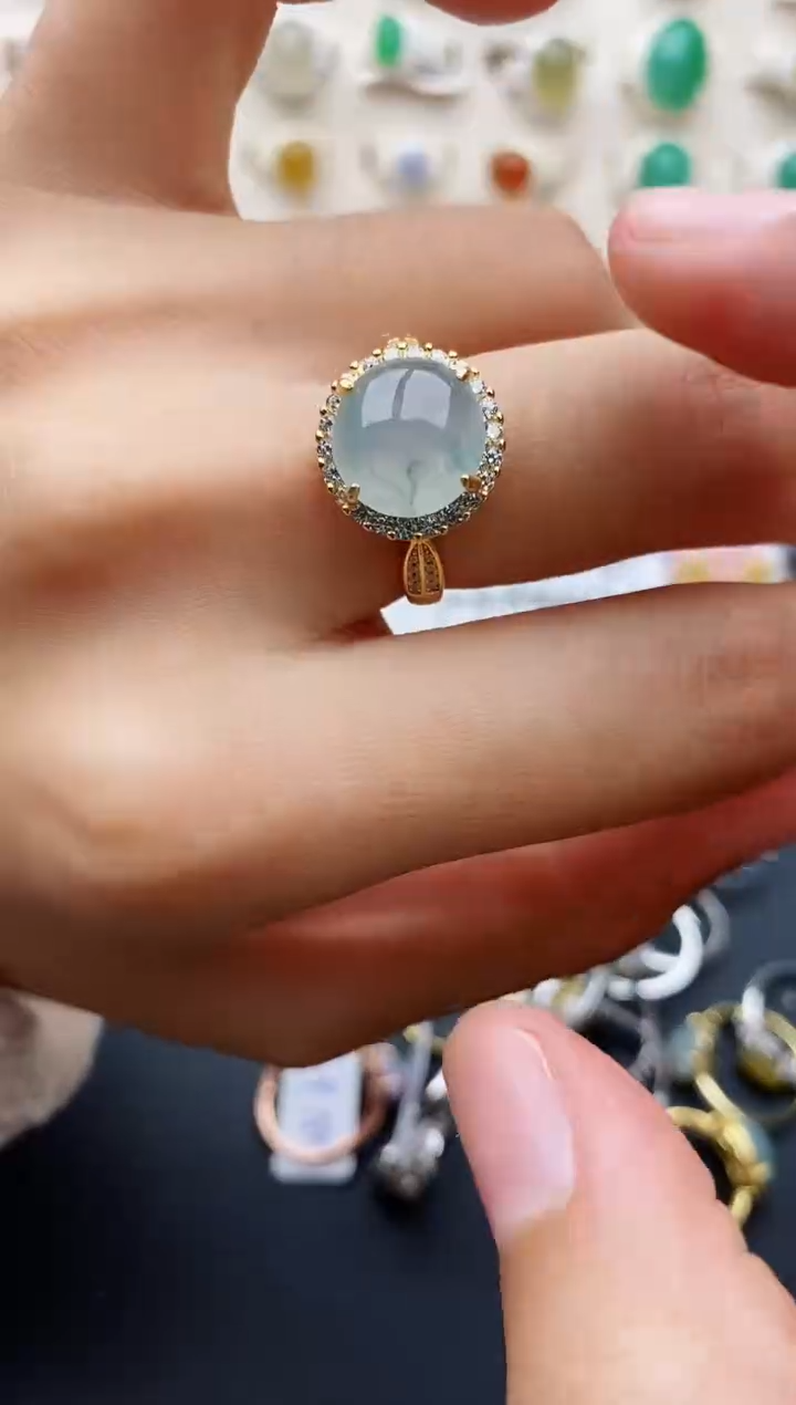 【闪购商品】翡翠戒指银S925镶嵌缅甸翡翠