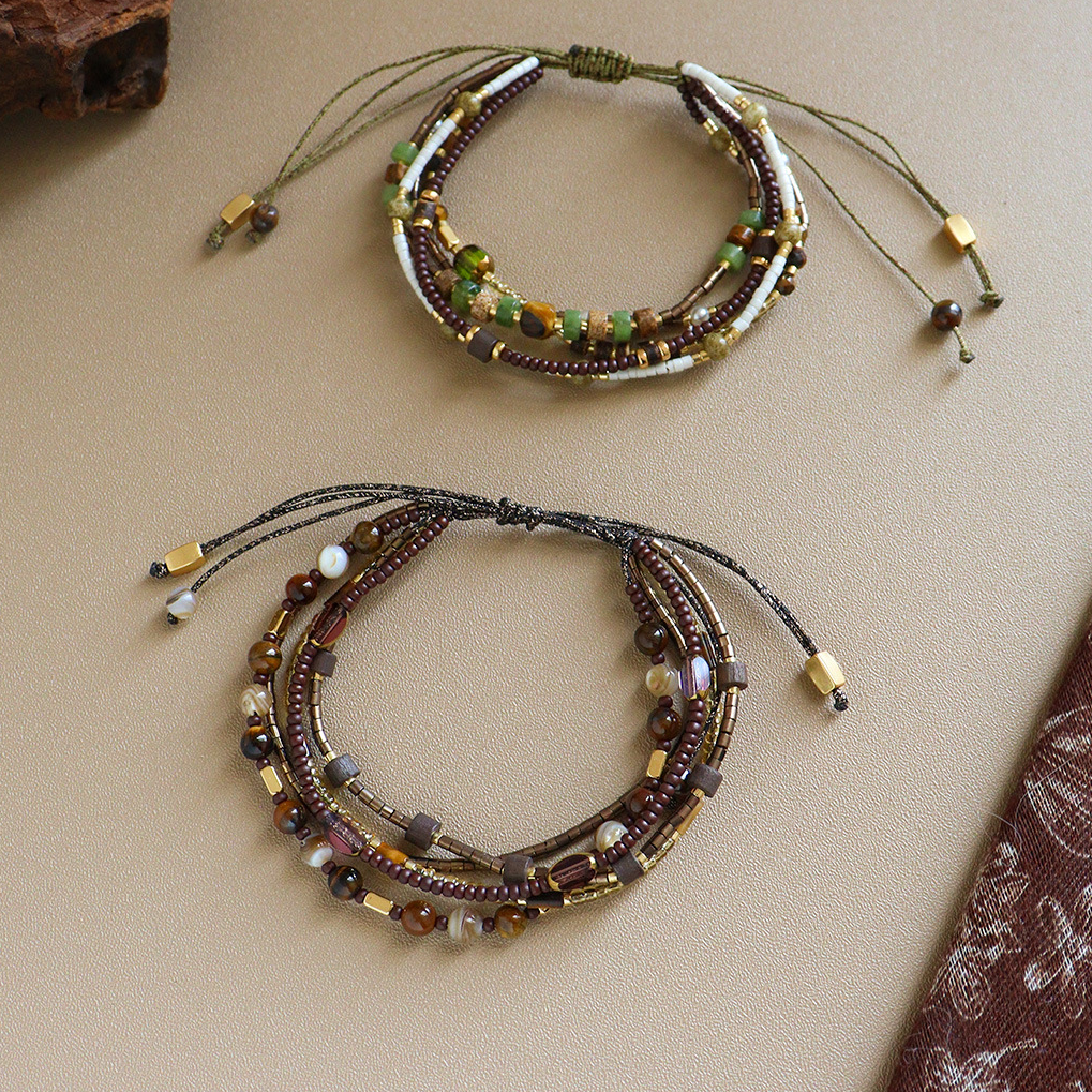 琉璃手链 原创复古波西米亚多层小米珠串珠手链轻奢高级感可