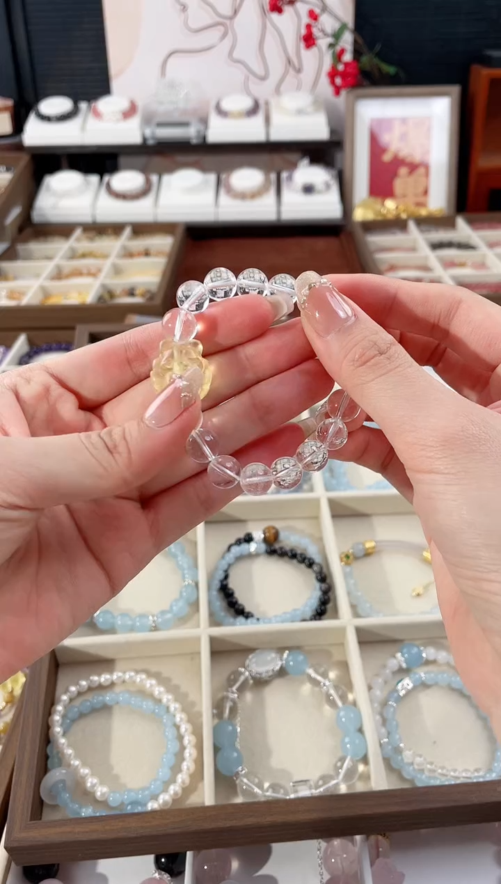 【闪购商品】水晶手链未镶嵌天然水晶单圈双圈素圈设计款气质