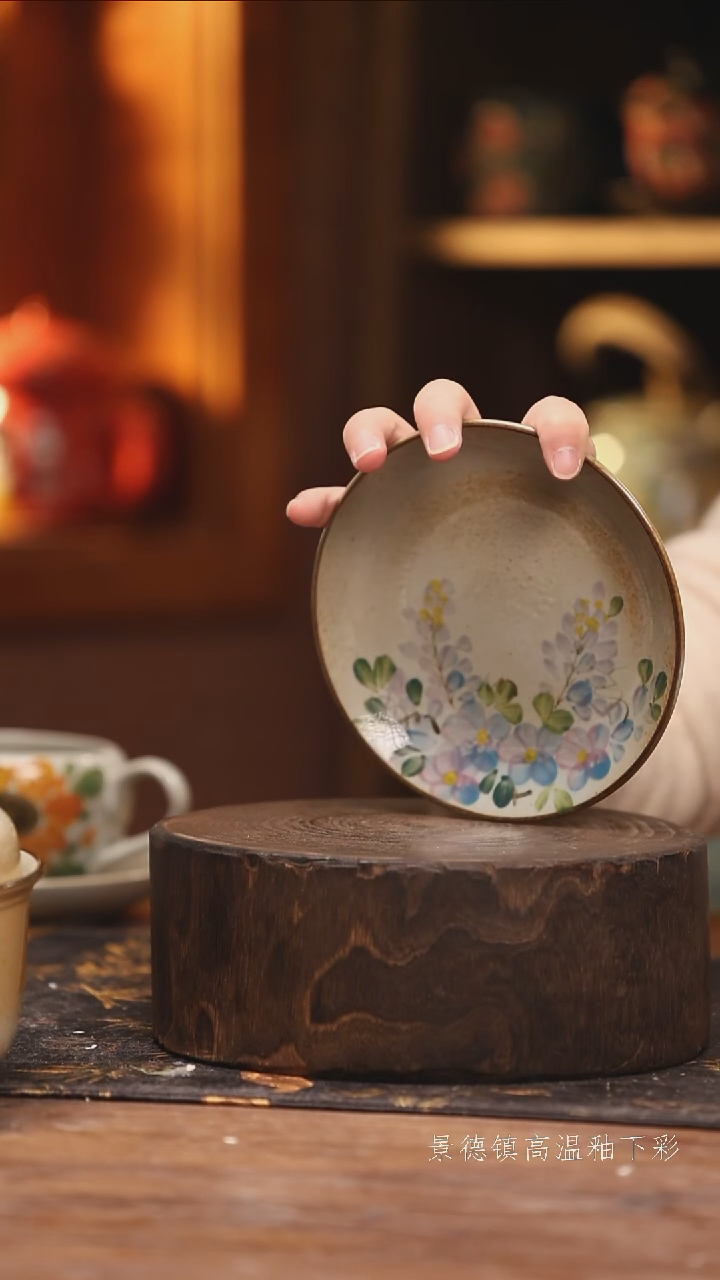 陶瓷景德镇高温釉下手绘陶瓷@L784@