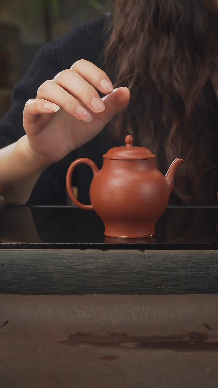 茶壶紫砂26宫灯，朱泥，160cc