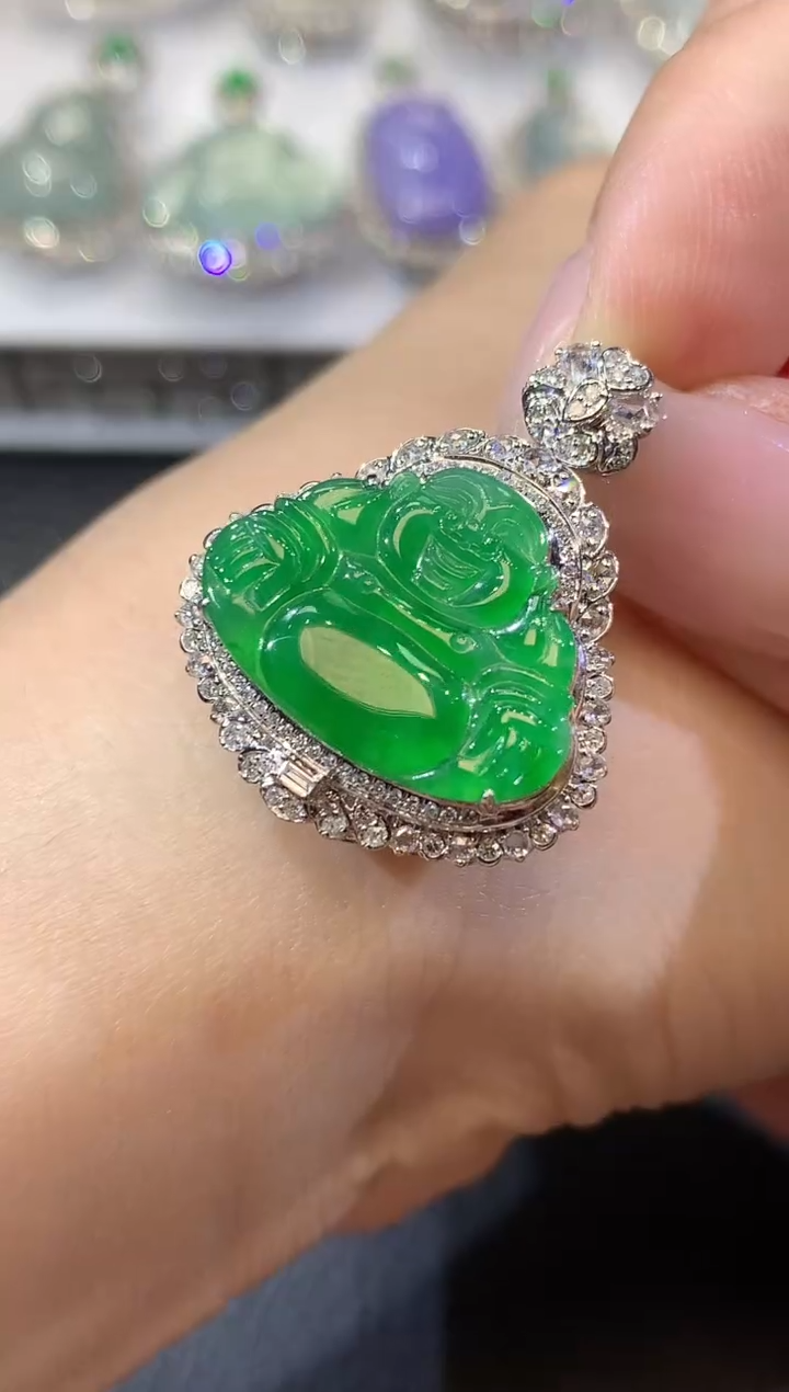 【闪购商品】翡翠18K金镶嵌吊坠(不含链)C119 