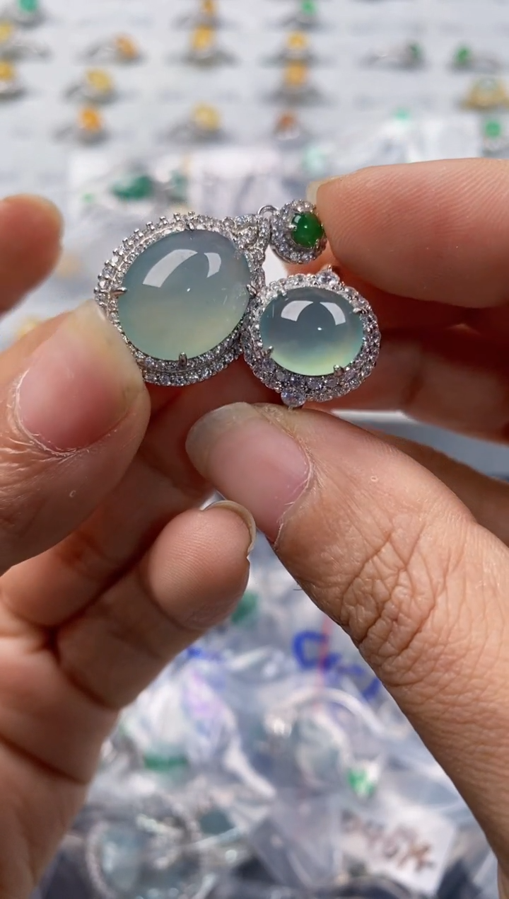 银S925镶嵌戒指翡翠222----10