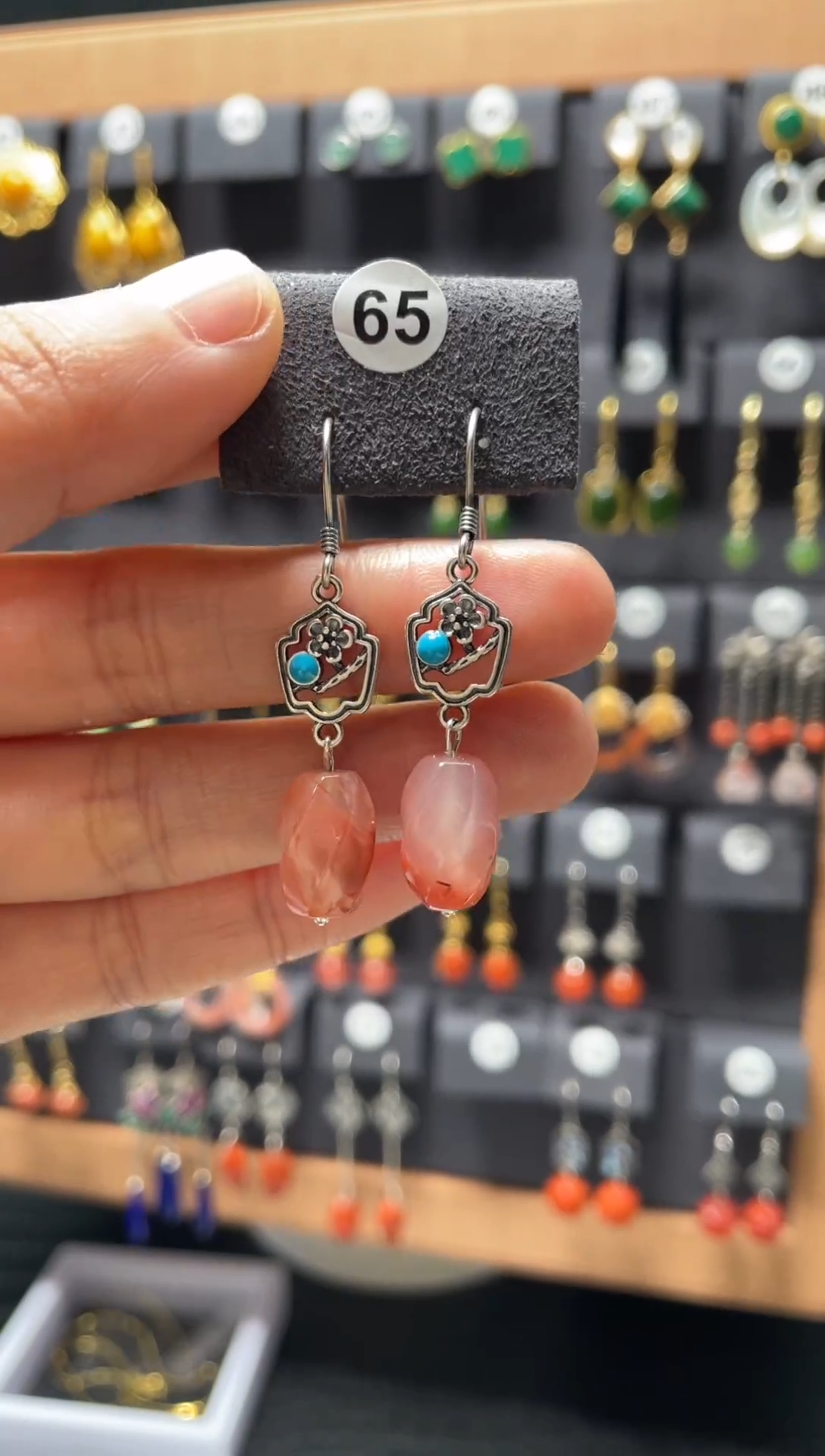 【闪购商品】南红玛瑙耳饰银S925镶嵌0065