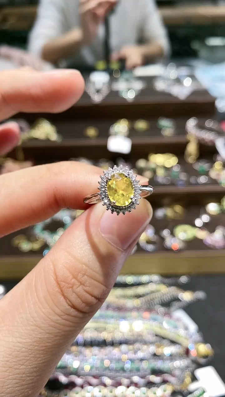 【闪购商品】蓝宝石戒指银S925镀金镶嵌戒指