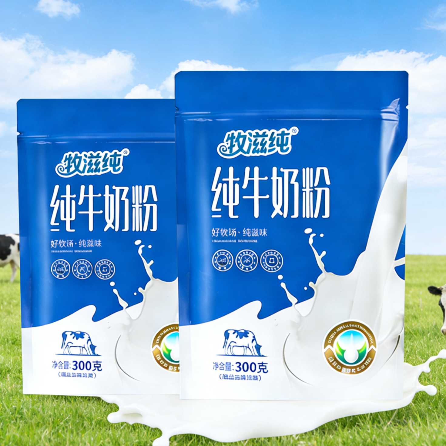 牧滋纯【拍一发二】（送试喝装）/纯牛奶粉到手两大包600g