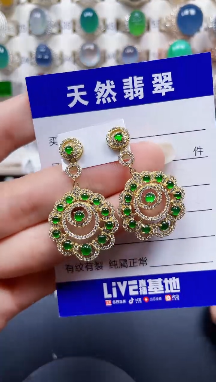 银S925镶嵌翡翠耳饰188