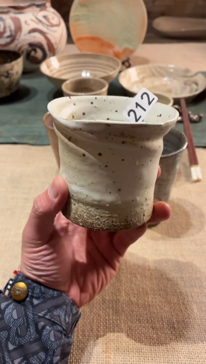 瓷片3****3212裸烧白棕螺纹杯1个