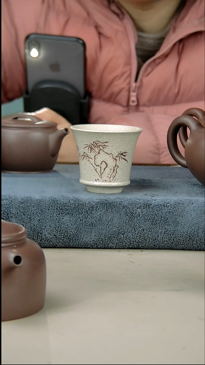 茶壶紫砂白玉段杯子110cc