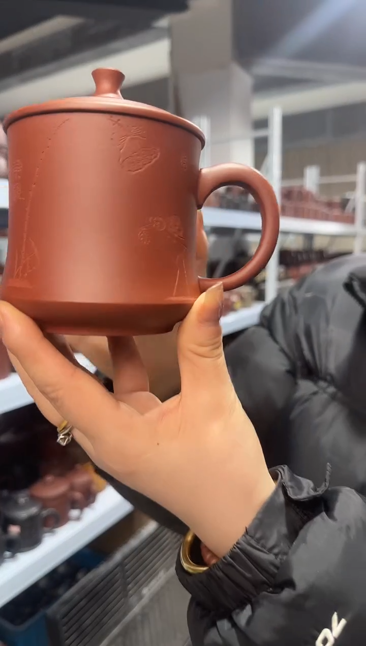 【闪购商品】紫砂盖杯紫砂盖杯柱础杯