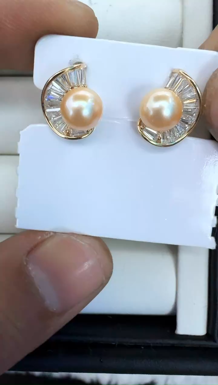 【闪购商品】海水珍珠耳饰银S925镶嵌耳钉