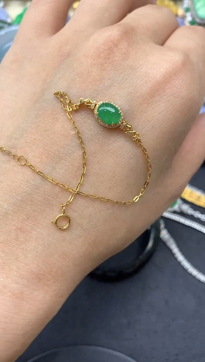 【闪购商品】翡翠手串18K金镶嵌272-中国好珍宝