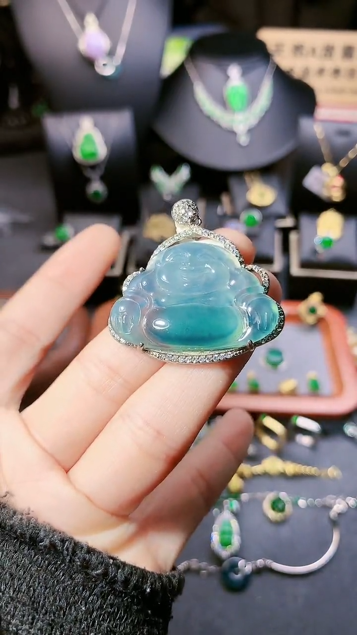 【闪购商品】翡翠吊坠(赠链)银S925镶嵌吊坠