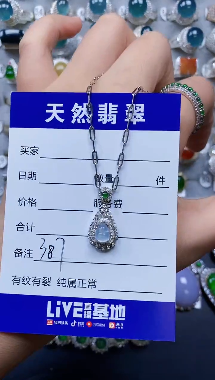 【闪购商品】翡翠银S925镶嵌颈饰0387