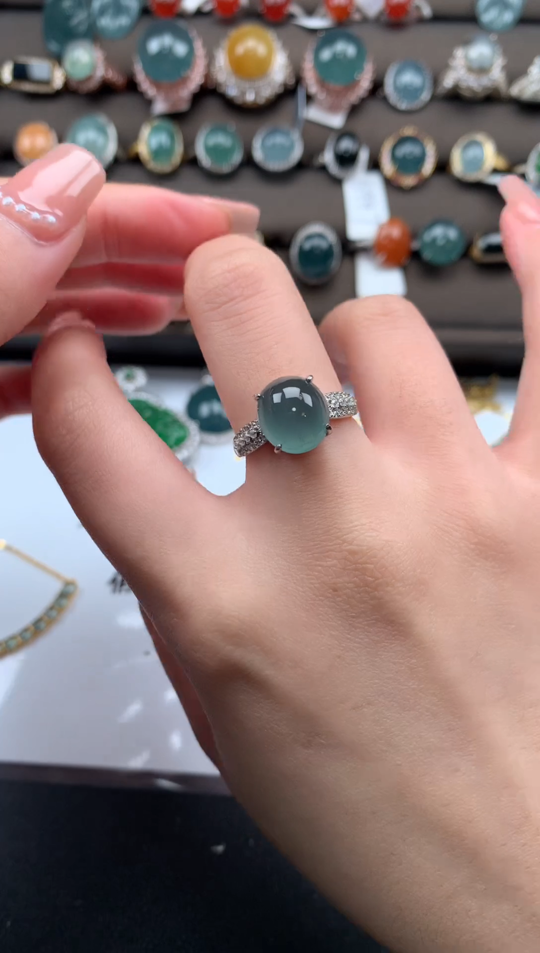 【闪购商品】翡翠戒指银S925镶嵌5214