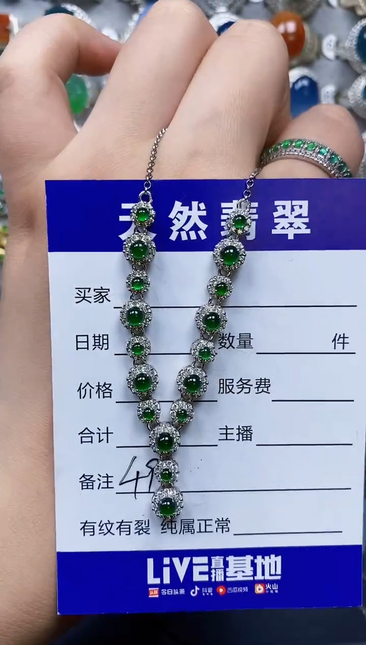 翡翠银S925镶嵌颈饰0494