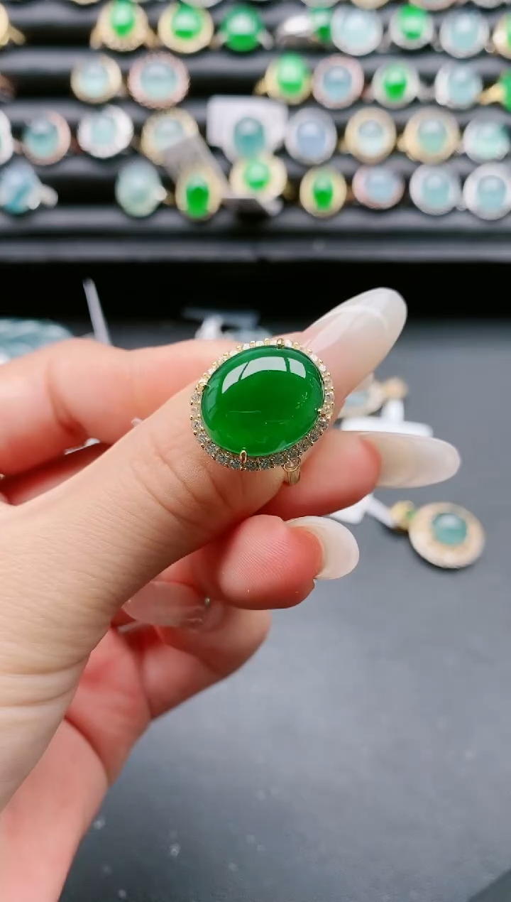 【闪购商品】翡翠戒指银S925镶嵌1111