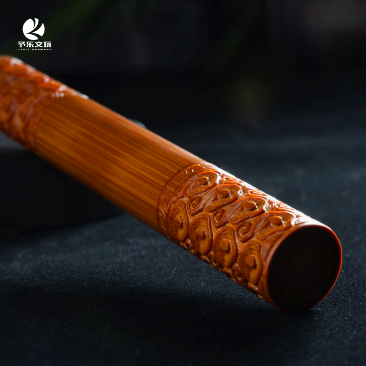 正圆纯手工金箍棒雕刻文玩玉竹把件竹节文玩竹子手把件实心竹