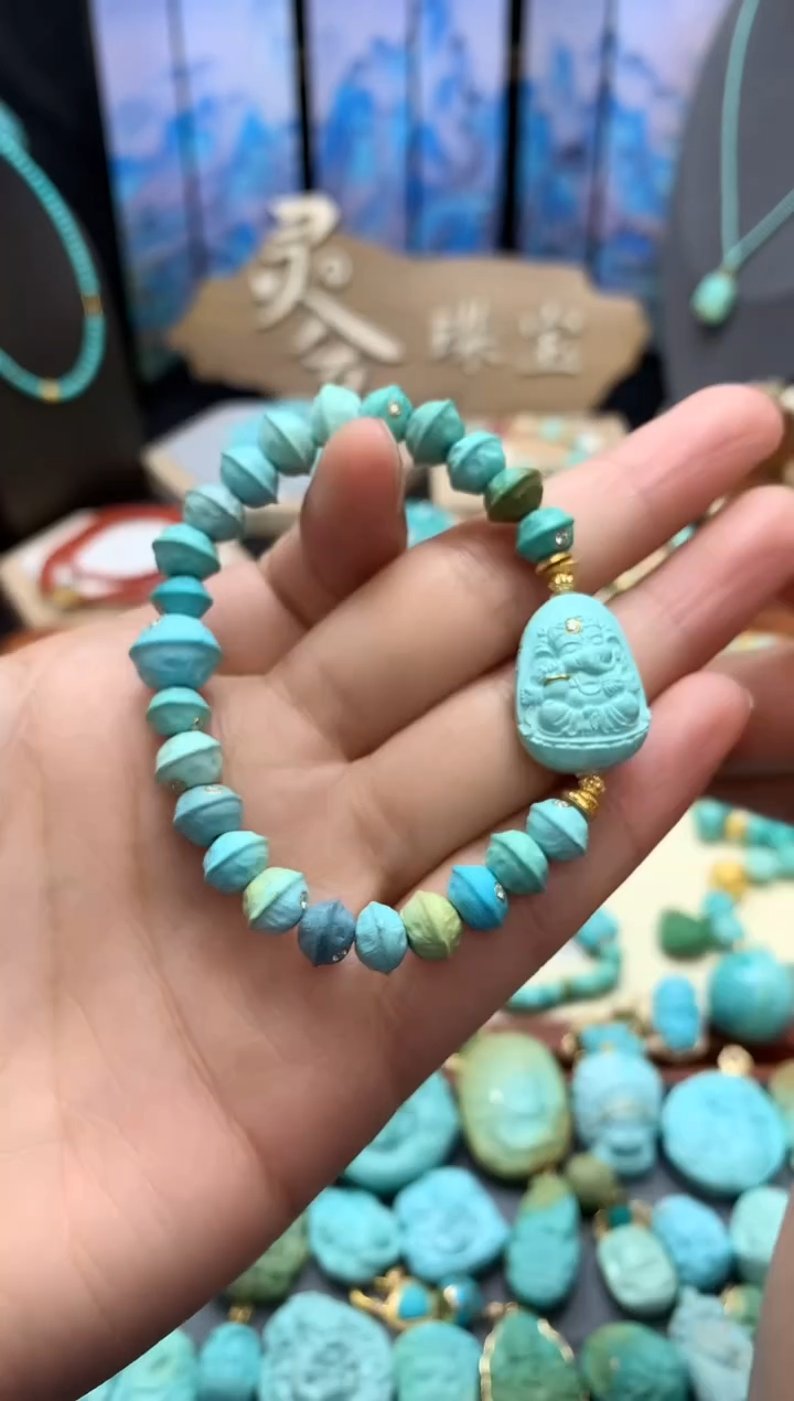 【闪购商品】绿松石手链18K金镶嵌18K金精工绿松石百香子手链