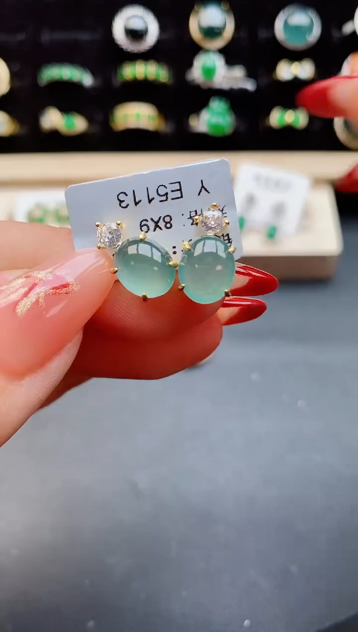 【闪购商品】翡翠耳饰银S925镶嵌12121