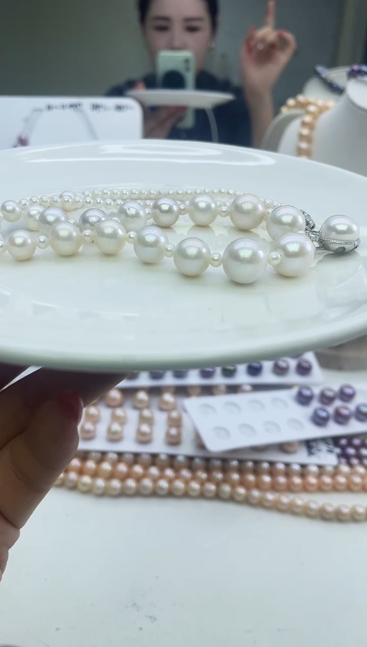 未镶嵌项链淡水珍珠白色系毛衣链项链