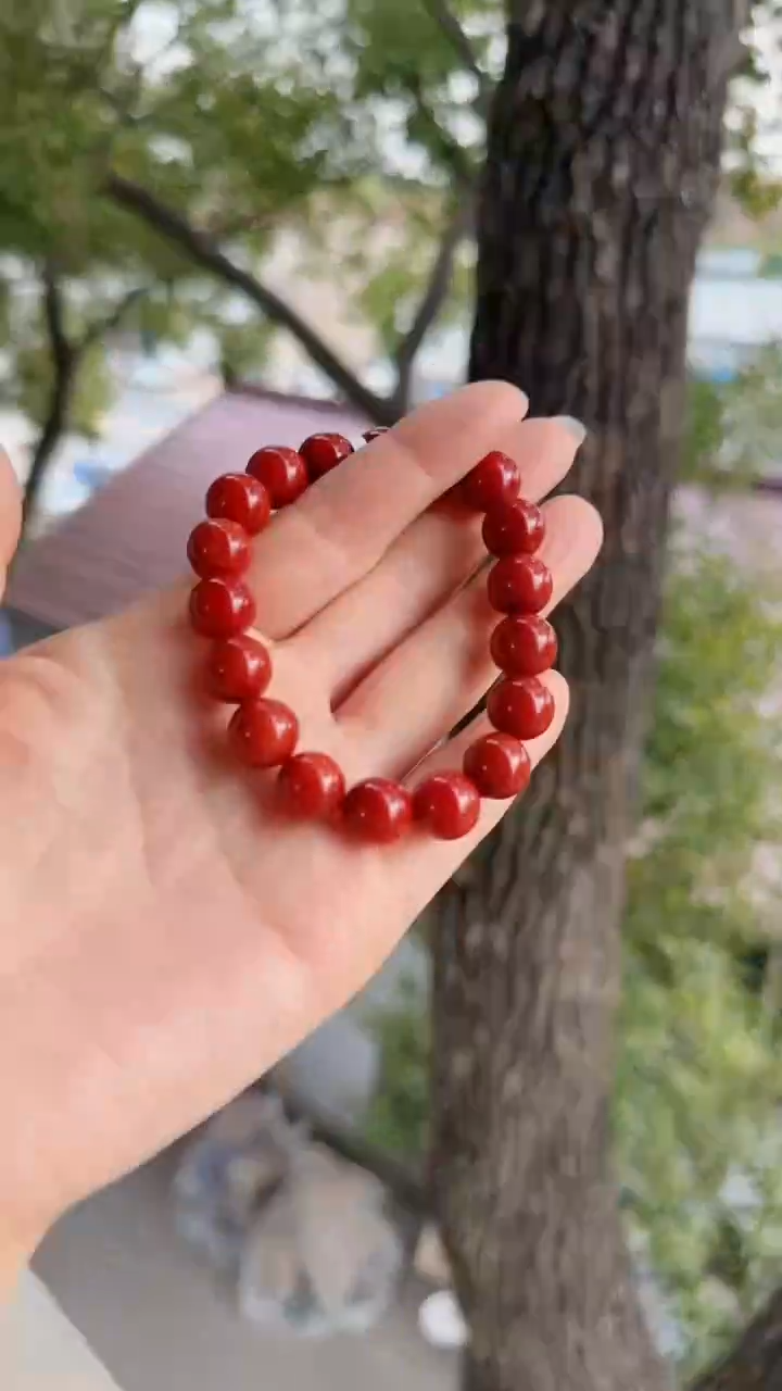 未镶嵌多样性发一件南红玛瑙【高货】牛血红11mm保山圆珠单圈