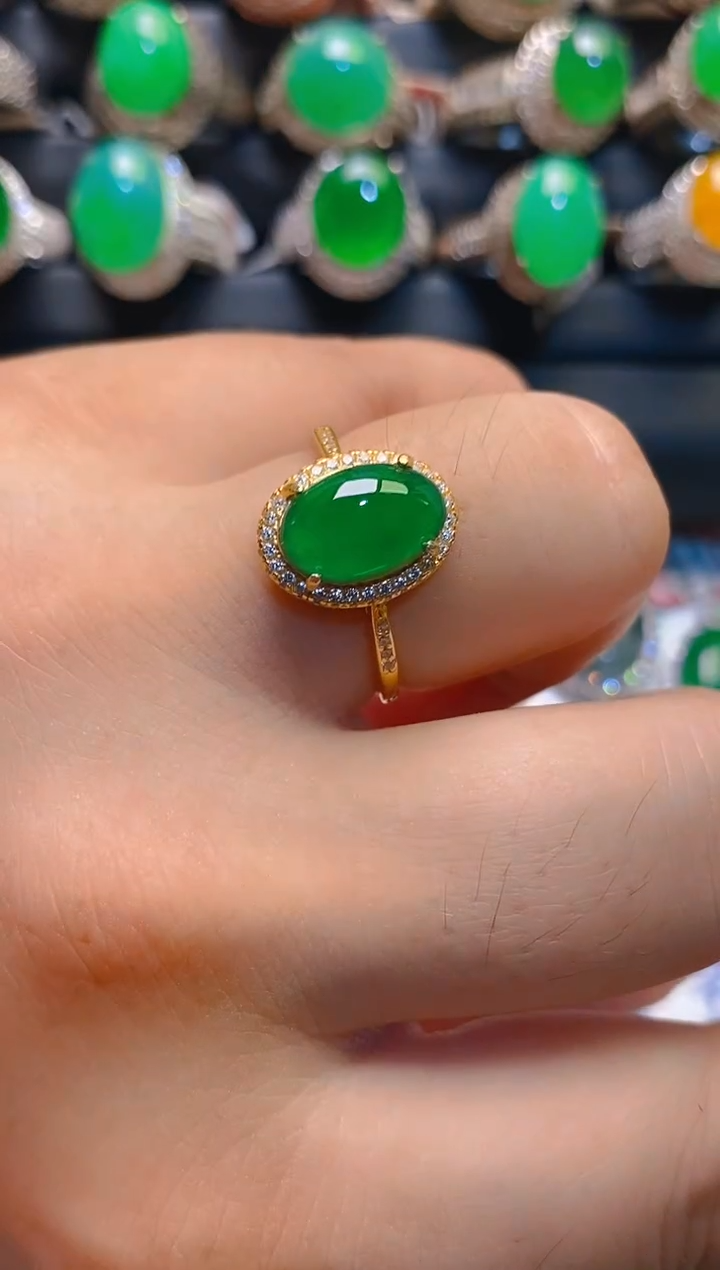 翡翠银S925镶嵌耳饰天然