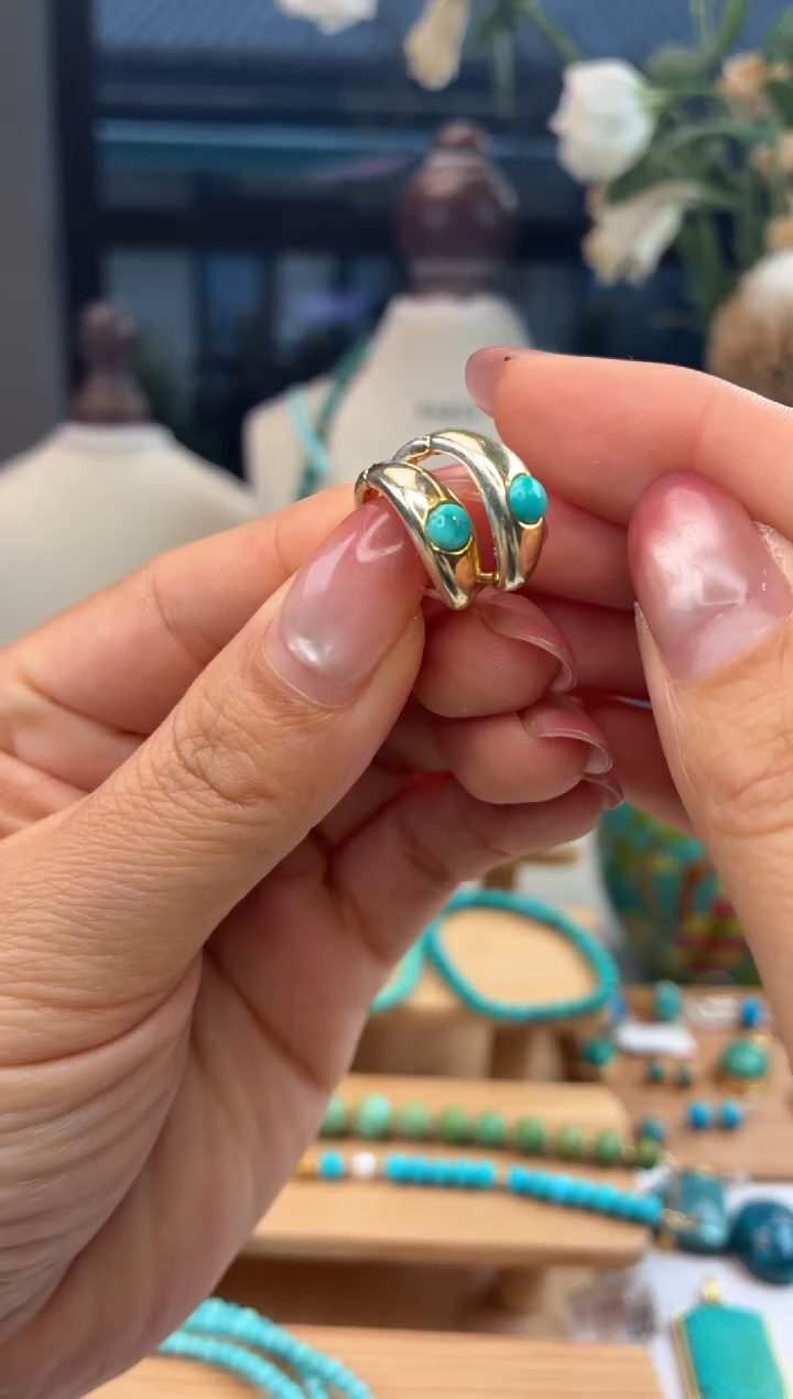 18K金镶嵌绿松石耳饰1