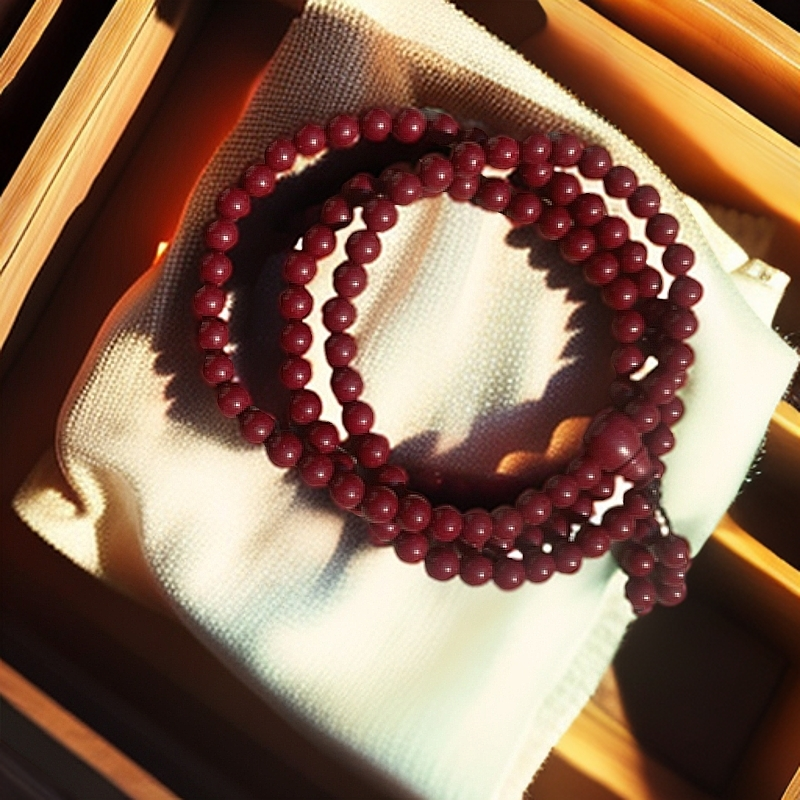含辰砂工艺品高含量朱砂108颗佛珠手串男女同款多圈手链项链