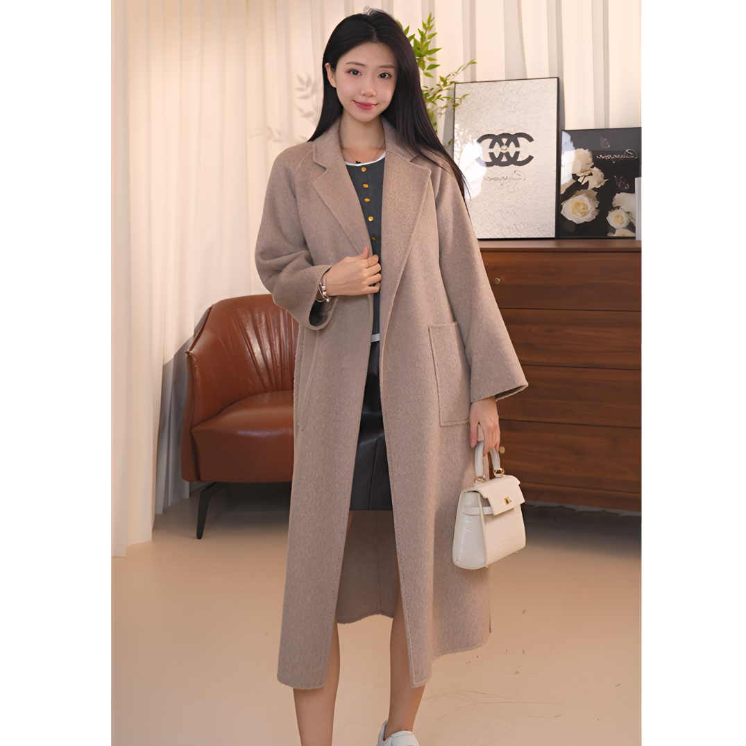 H109Z禾女装冬季厚全羊绒双面呢直身大衣
