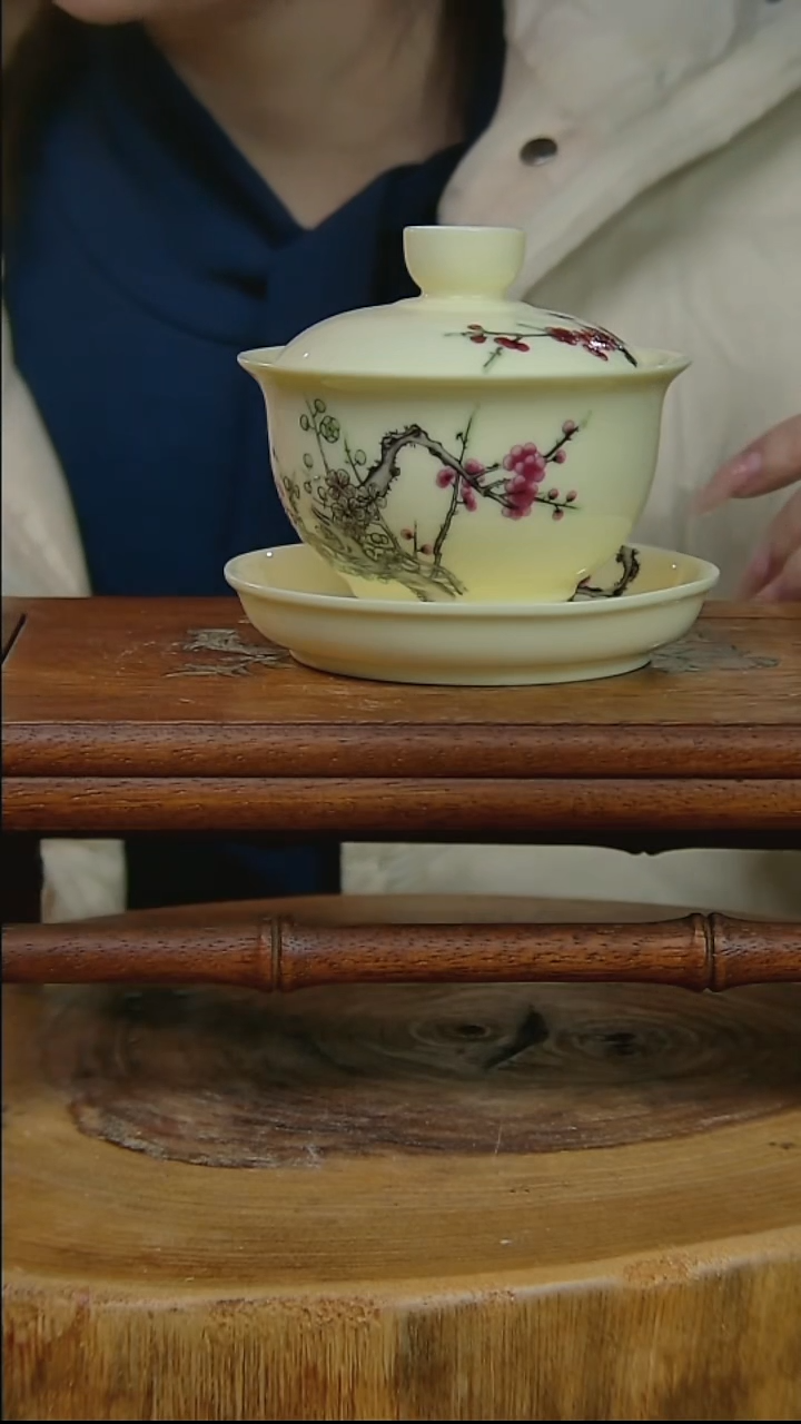 摆件陶黄稀土梅花三才