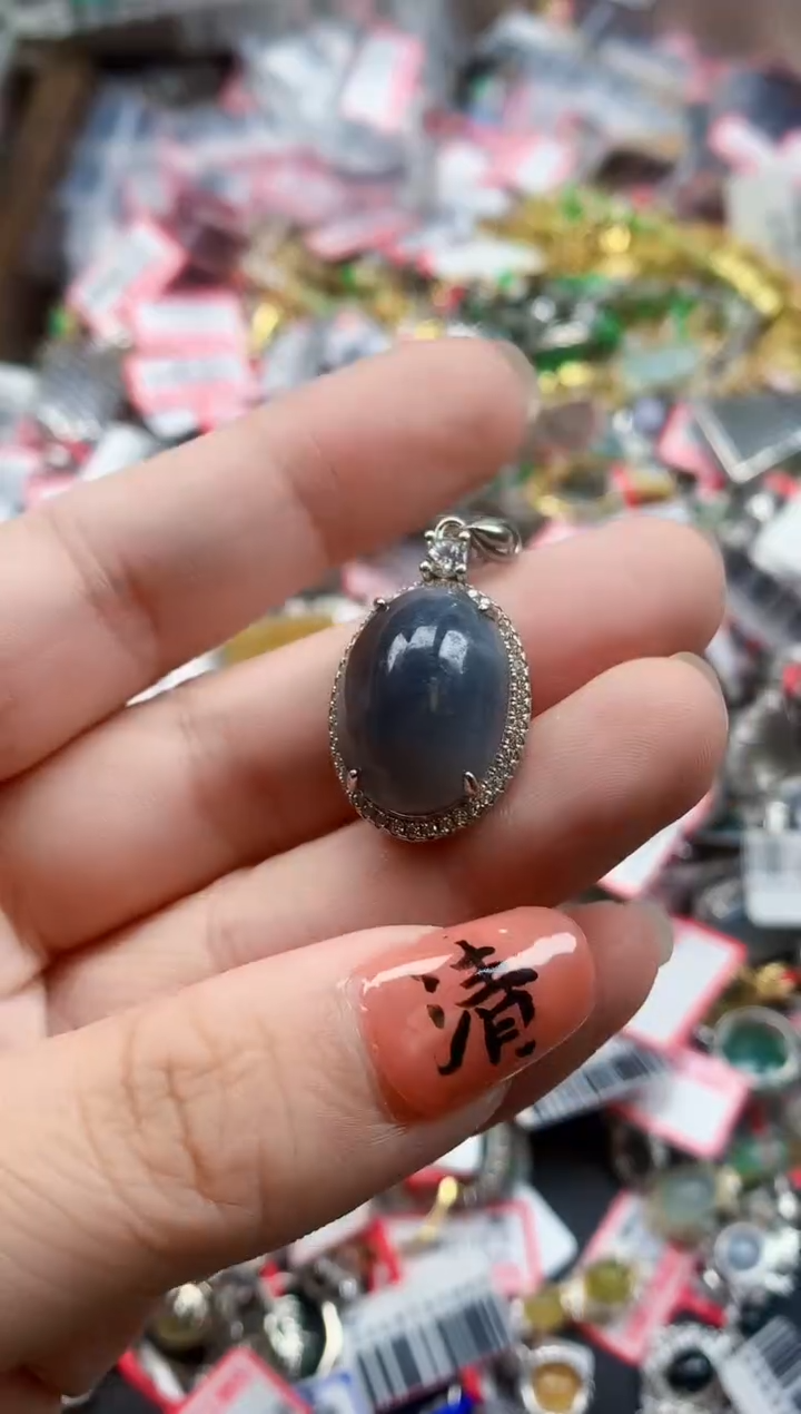 银S925镶嵌戒指翡翠天然A货缅甸翡翠