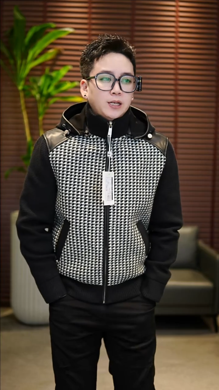 54码（160-175斤）帽子可拆卸夹棉拼皮夹克