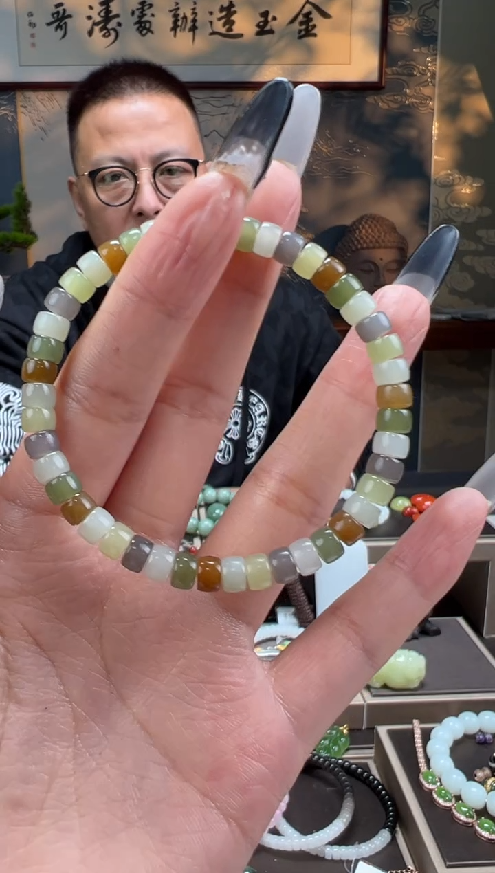 【闪购商品】和田玉手串未镶嵌6mm 多宝药片