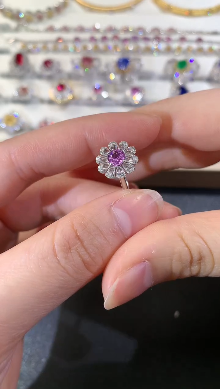 【闪购商品】彩色蓝宝石戒指18K金镶嵌R407|4500