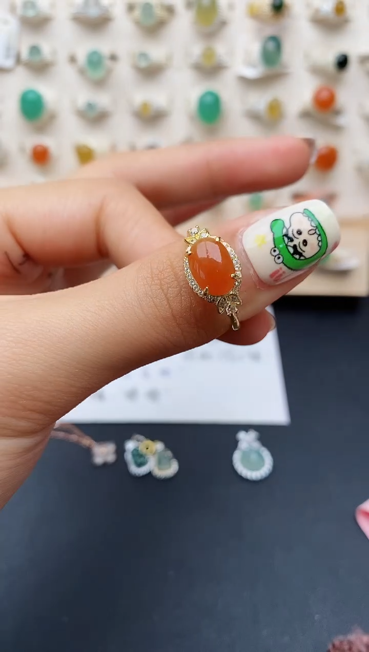 【闪购商品】翡翠戒指银S925镶嵌缅甸翡翠