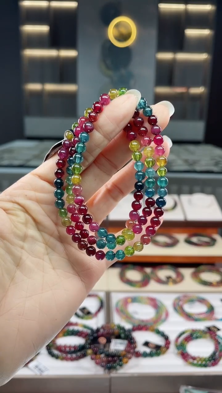 未镶嵌老矿碧玺三圈手串5mm+碧玺（多样性发一条）Q