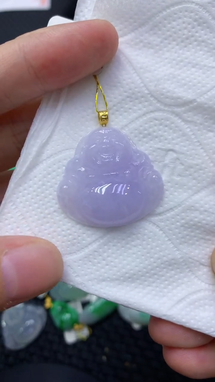 颈饰18K金镶嵌翡翠天然缅甸翡翠A货